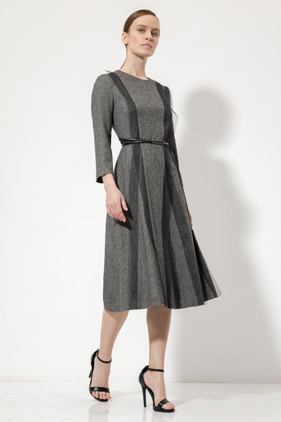 Платье с деталями из сетки VASSA&Co, пол female, цвет серый, фото №3