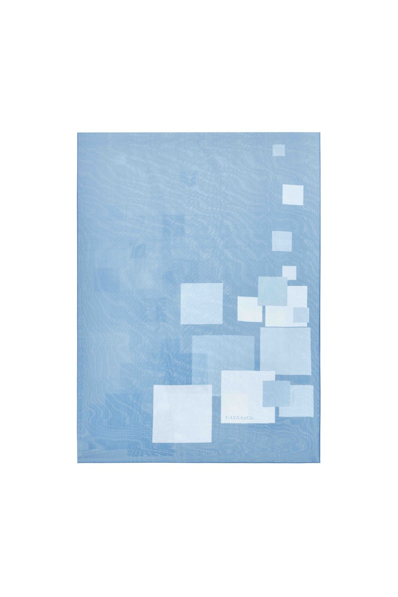 Шарф из шелка VASSA&Co, пол женский, цвет синий, фото №6