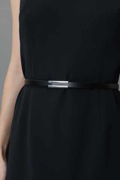 Кожаный ремень с металлической пряжкой , пол женский, цвет черный, фото №2