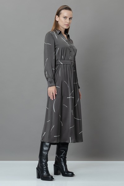 Платье с асимметричной планкой VASSA&Co, пол женский, цвет коричневый, фото №3