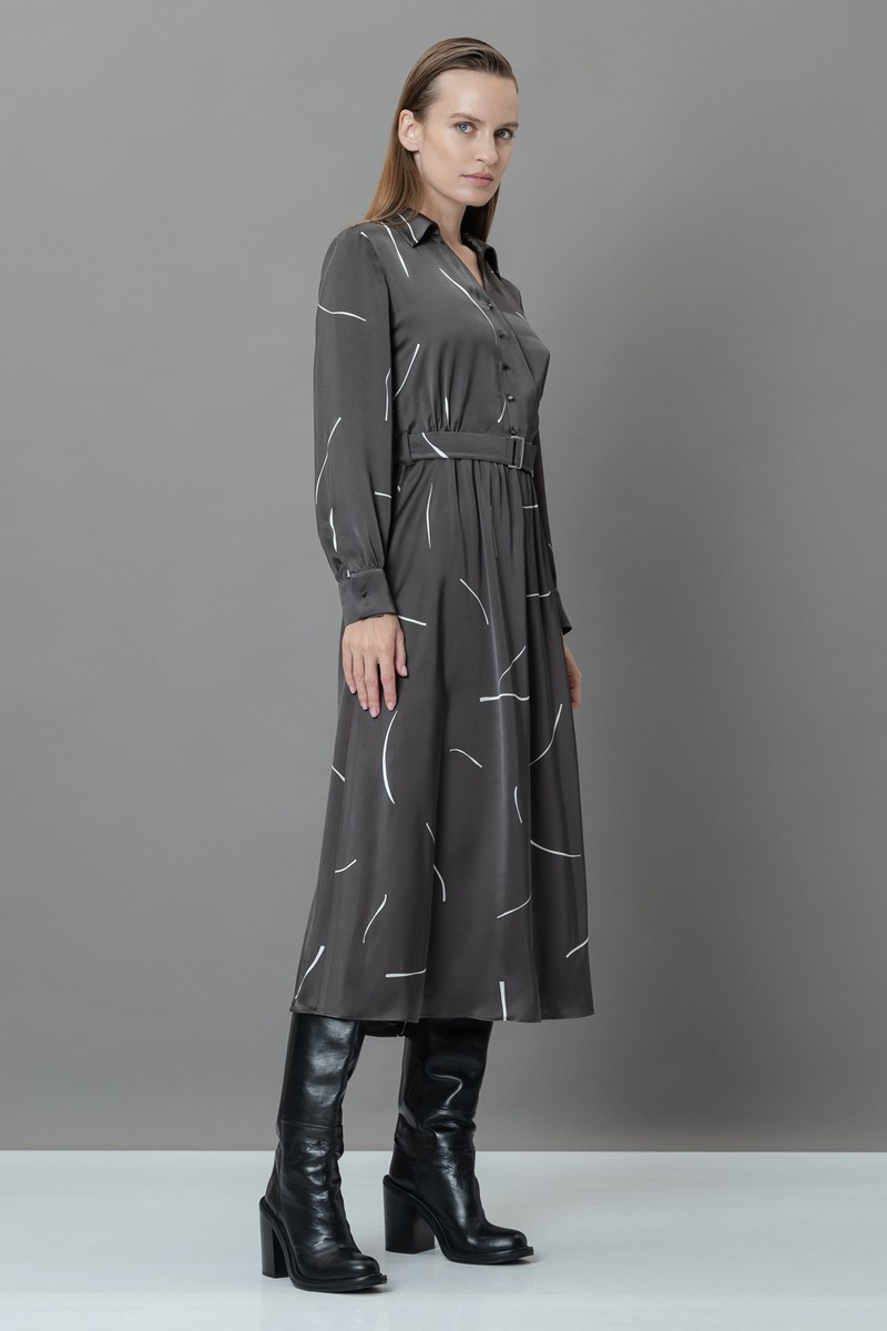 Платье с асимметричной планкой VASSA&Co, пол женский, цвет коричневый, фото №3