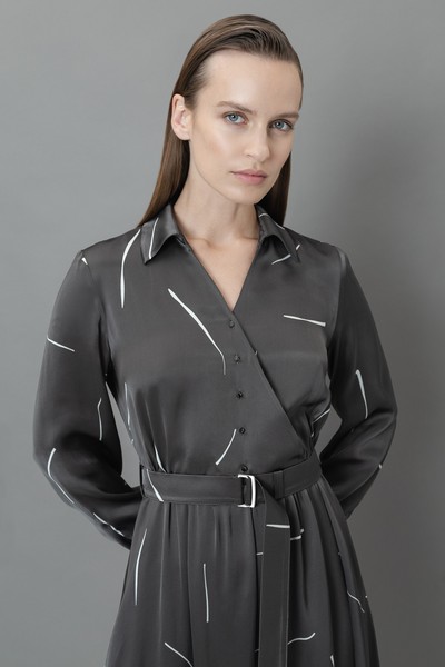 Платье с асимметричной планкой VASSA&Co, пол женский, цвет коричневый, фото №5