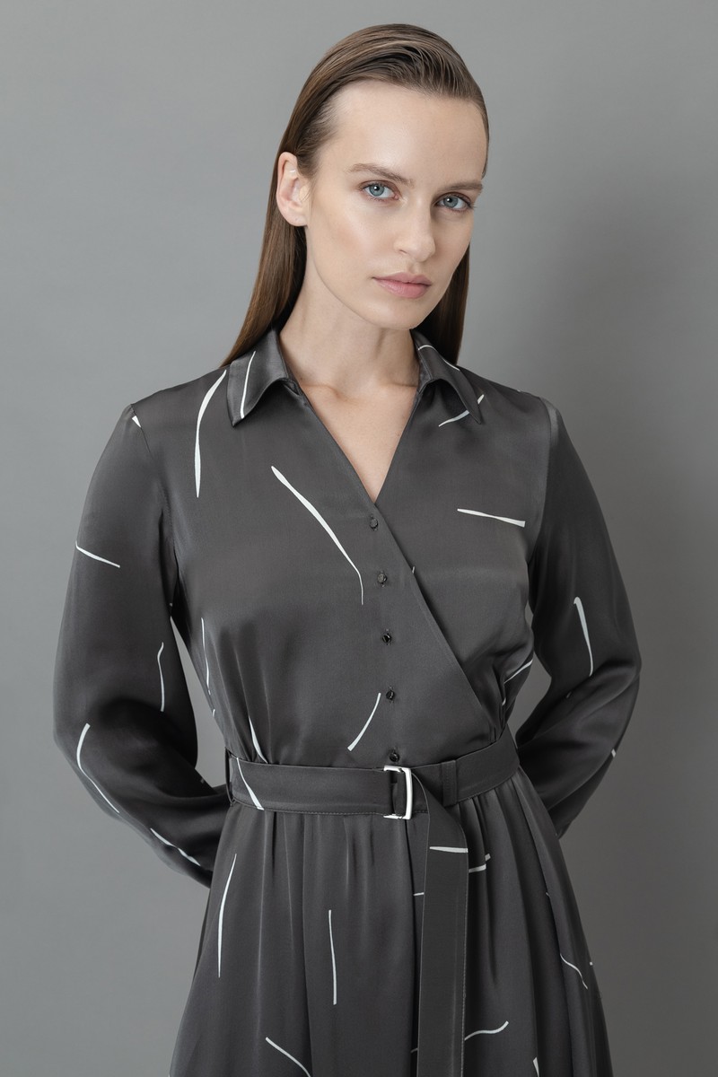 Платье с асимметричной планкой VASSA&Co, пол женский, цвет коричневый, фото №5