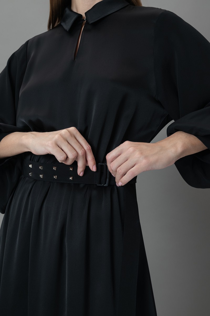 Платье с широкими рукавами VASSA&Co, пол женский, цвет черный, фото №5