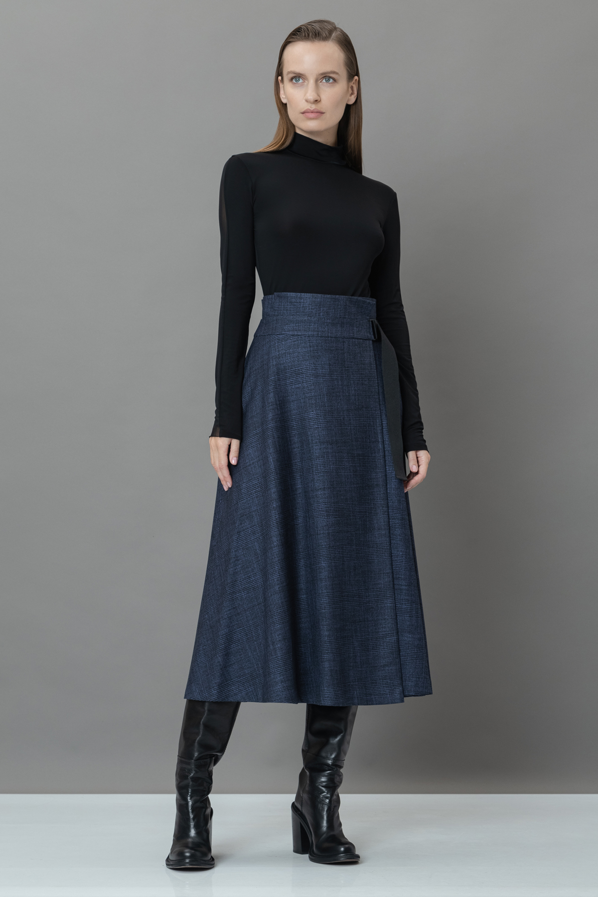 Юбка с поясом-стропой VASSA&Co, пол женский, цвет синий