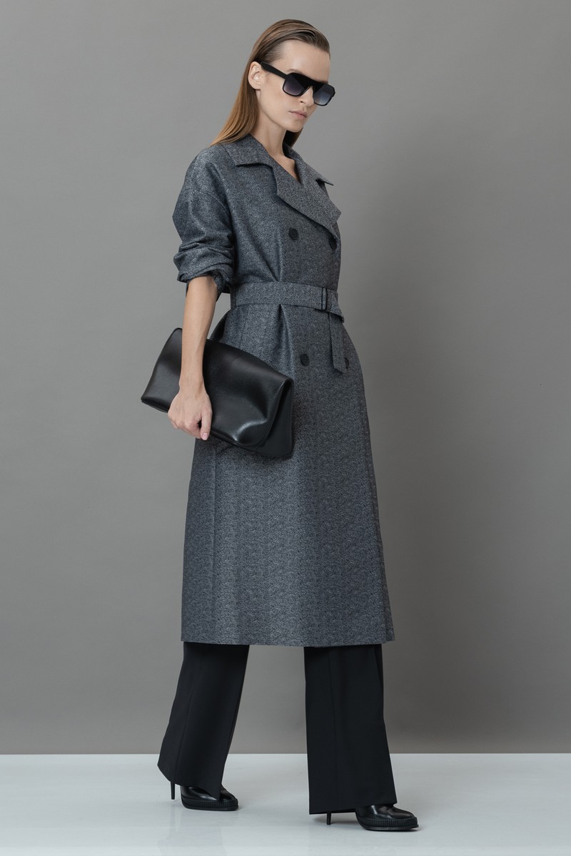 Плащ в сером цвете VASSA&Co, пол женский, цвет серый, фото №3