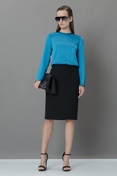 Блузка из вискозы VASSA&Co, пол женский, цвет голубой, фото №2