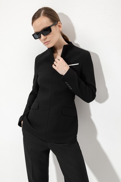 Дизайнерский жакет на молнии VASSA&Co, пол женский, цвет черный, фото №7