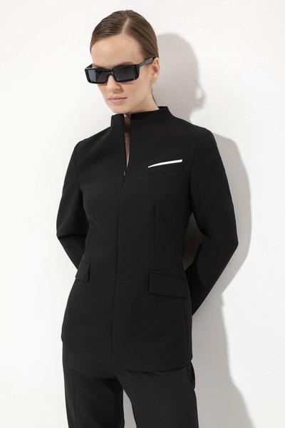 Дизайнерский жакет на молнии VASSA&Co, пол женский, цвет черный, фото №6