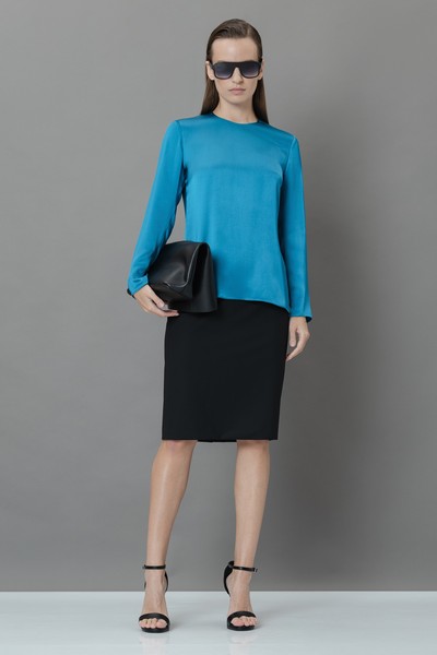 Блузка из вискозы VASSA&Co, пол женский, цвет голубой, фото №3