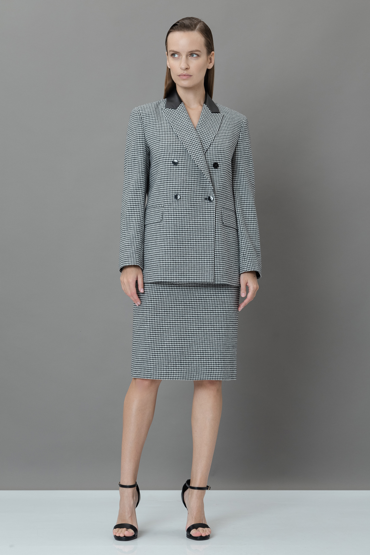 Юбка в гусиную лапку VASSA&Co, пол женский, цвет черный