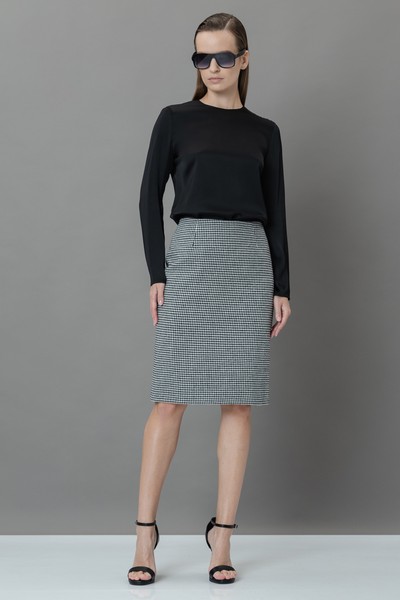 Юбка в гусиную лапку VASSA&Co, пол женский, цвет черный, фото №3