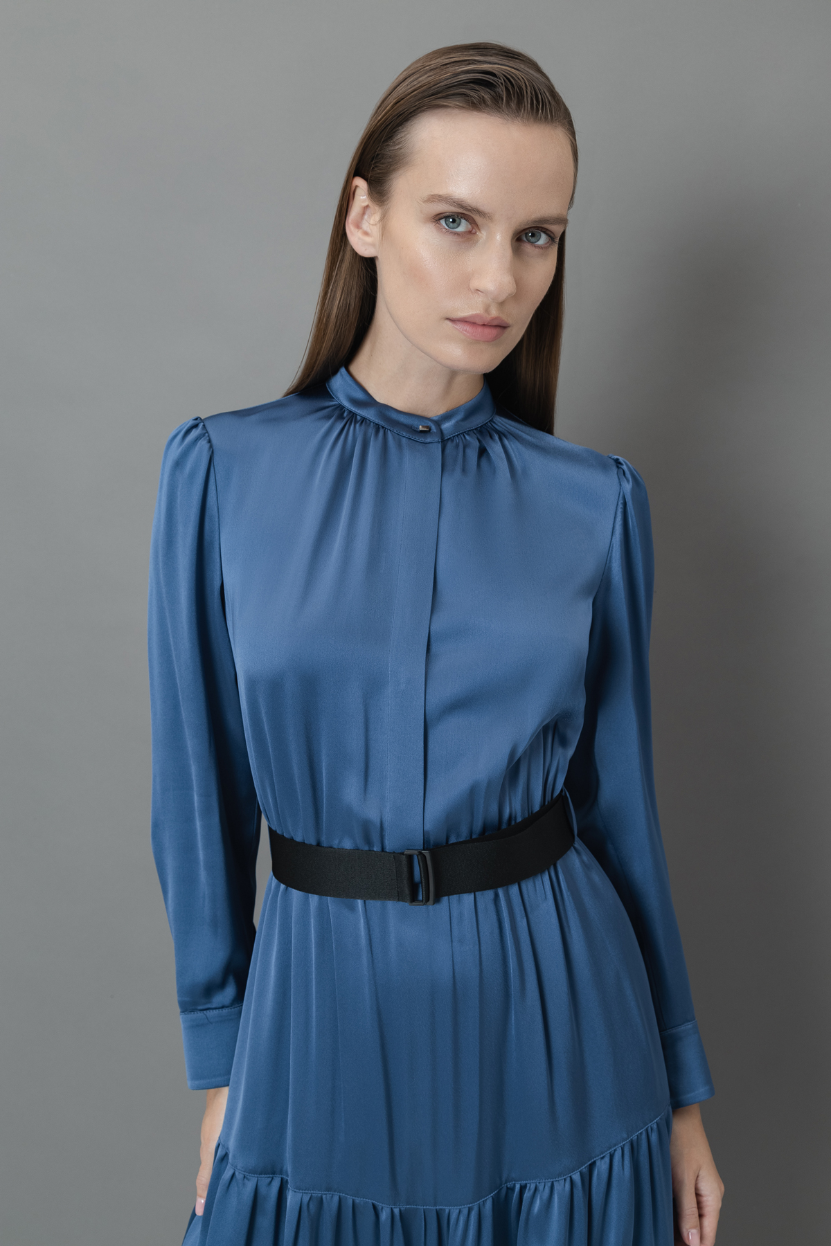 Платье из вискозы VASSA&Co, пол женский, цвет синий