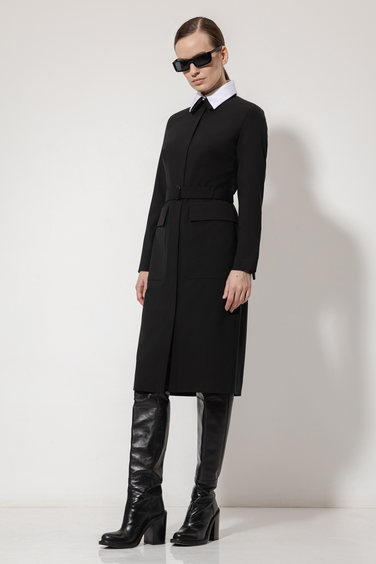 Платье с рубашечным воротником VASSA&Co, пол female, цвет black