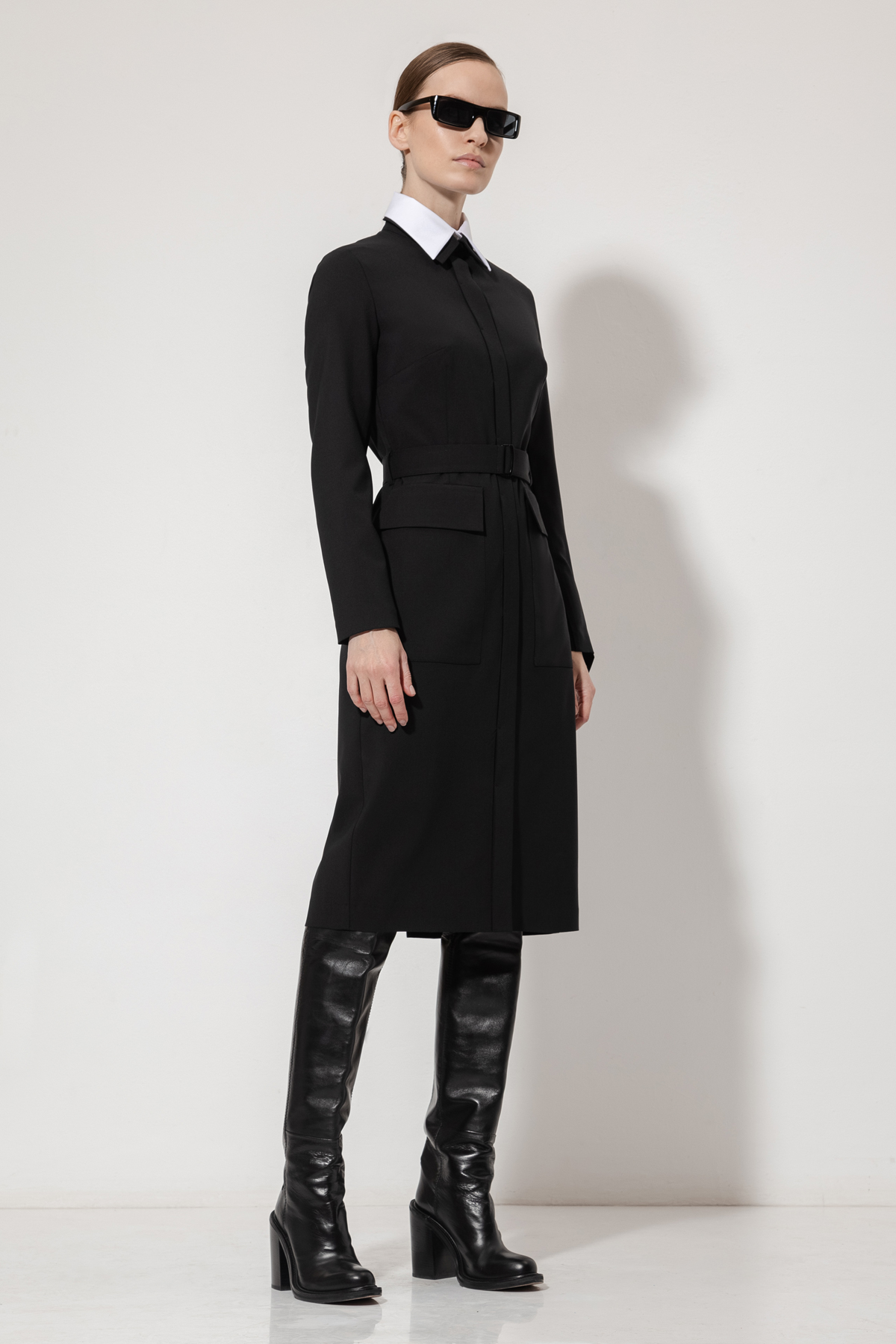 Платье с рубашечным воротником VASSA&Co, пол female, цвет black