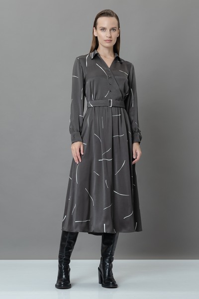 Платье с асимметричной планкой VASSA&Co, пол женский, цвет коричневый, фото №2