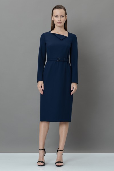 Платье-футляр с асимметричным вырезом VASSA&Co, пол female, цвет синий, фото №3