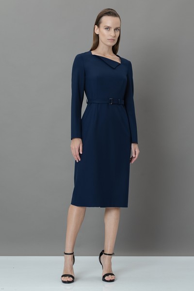 Платье-футляр с асимметричным вырезом VASSA&Co, пол female, цвет синий, фото №2