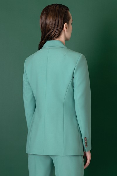 Однобортный жакет VASSA&Co, пол женский, цвет зеленый, фото №4