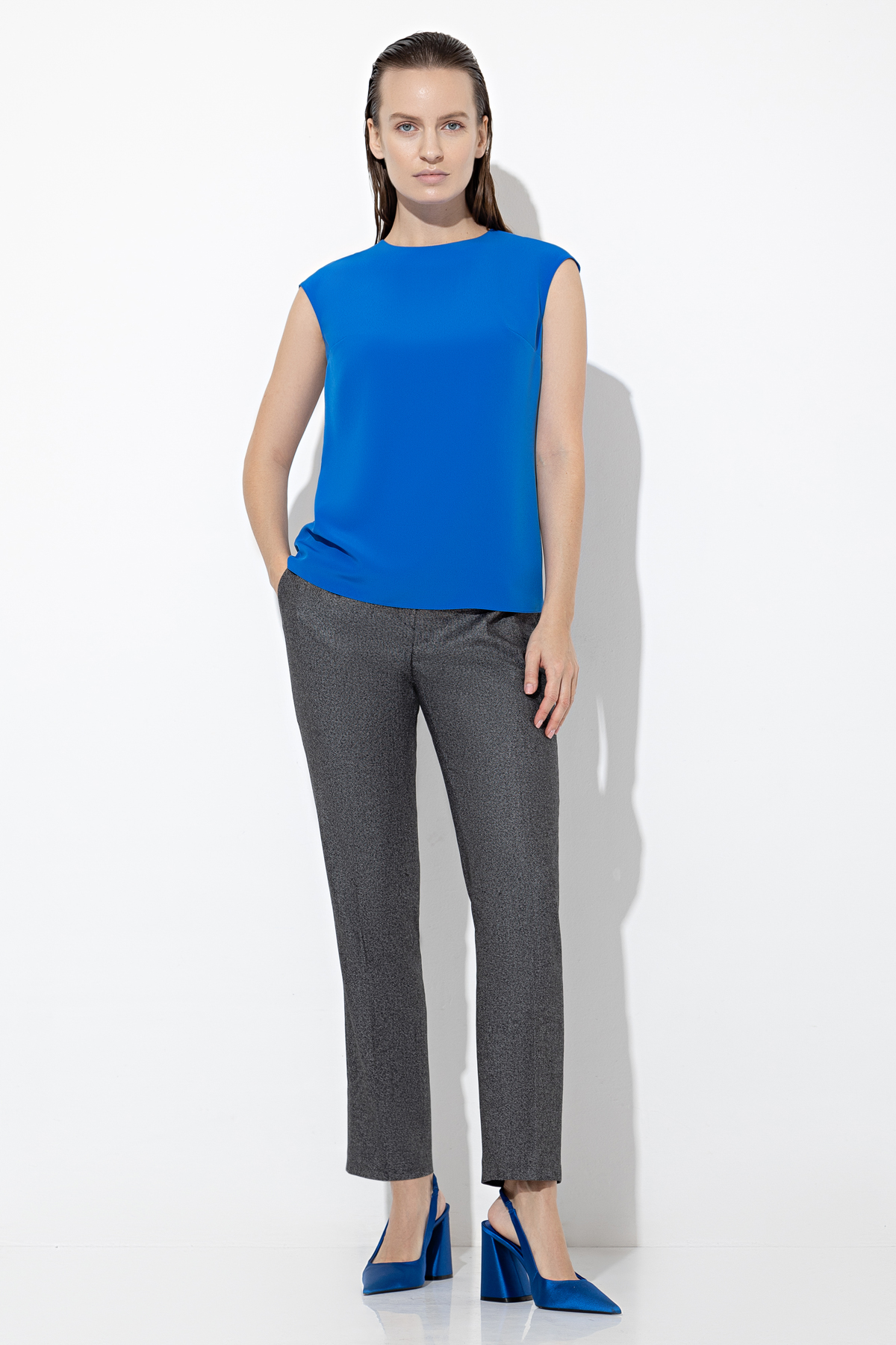 Блузка VASSA&Co, пол женский, цвет синий, фото №2