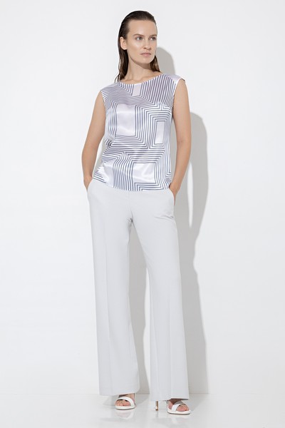 Топ из шелка VASSA&Co, пол женский, цвет белый, фото №3