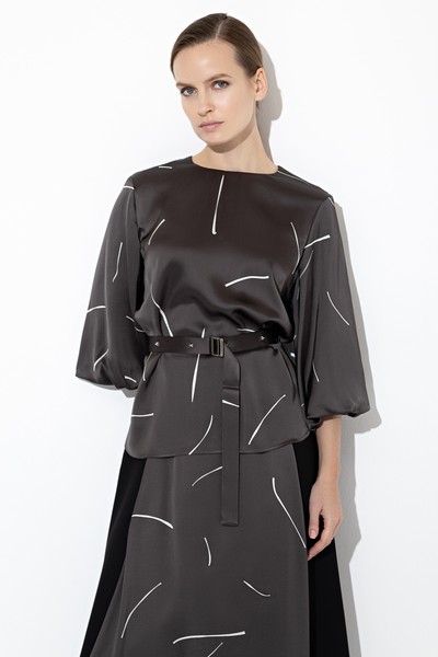 Блузка с широкими рукавами VASSA&Co, пол female, цвет brown, фото №4