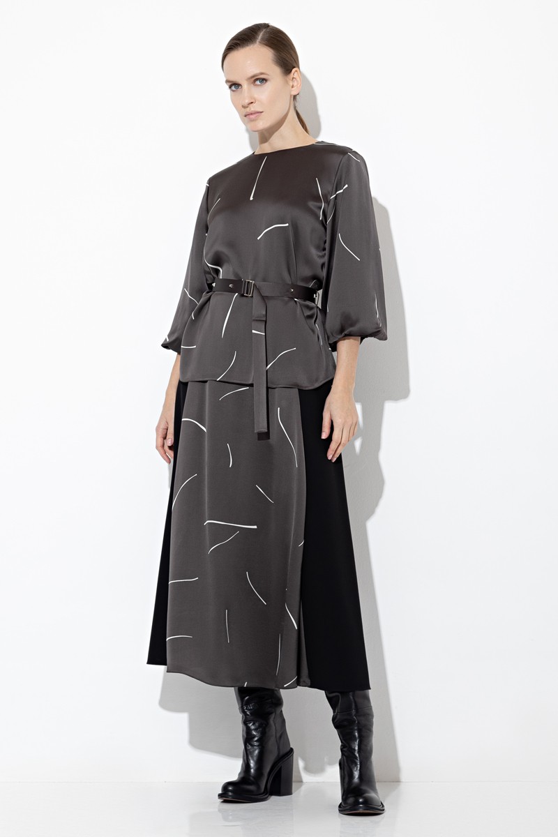 Блузка с широкими рукавами VASSA&Co, пол женский, цвет коричневый, фото №2