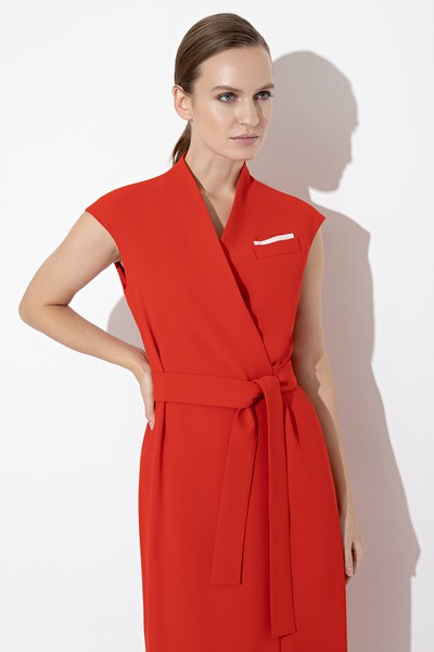Платье на запах VASSA&Co, пол женский, цвет красный, фото №4
