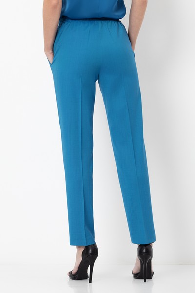 Зауженные брюки из шерсти VASSA&Co, пол женский, цвет голубой, фото №7