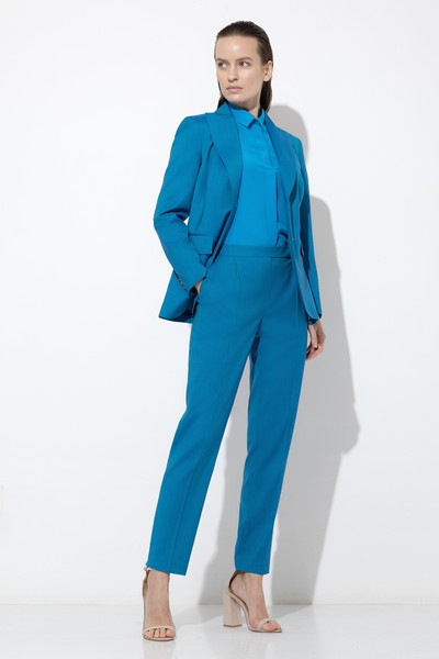 Зауженные брюки из шерсти VASSA&Co, пол женский, цвет голубой, фото №2