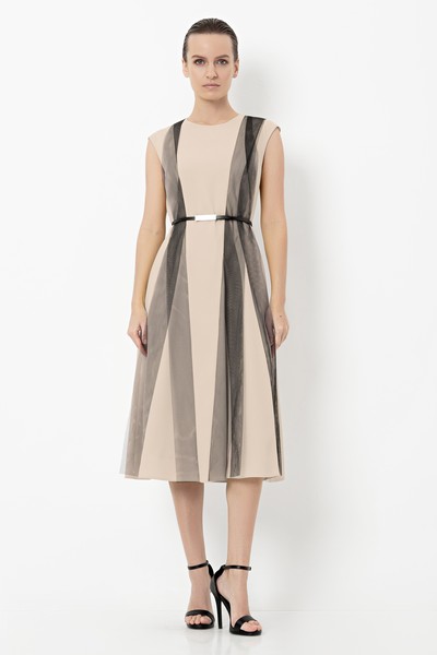 Платье с деталями из сетки VASSA&Co, пол женский, цвет розовый, фото №3