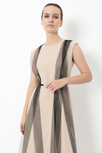 Платье с деталями из сетки VASSA&Co, пол женский, цвет розовый, фото №4