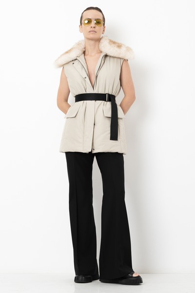 Жилет со съемным воротником VASSA&Co, пол женский, цвет молочный, фото №3