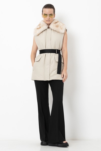 Жилет со съемным воротником VASSA&Co, пол женский, цвет молочный, фото №2