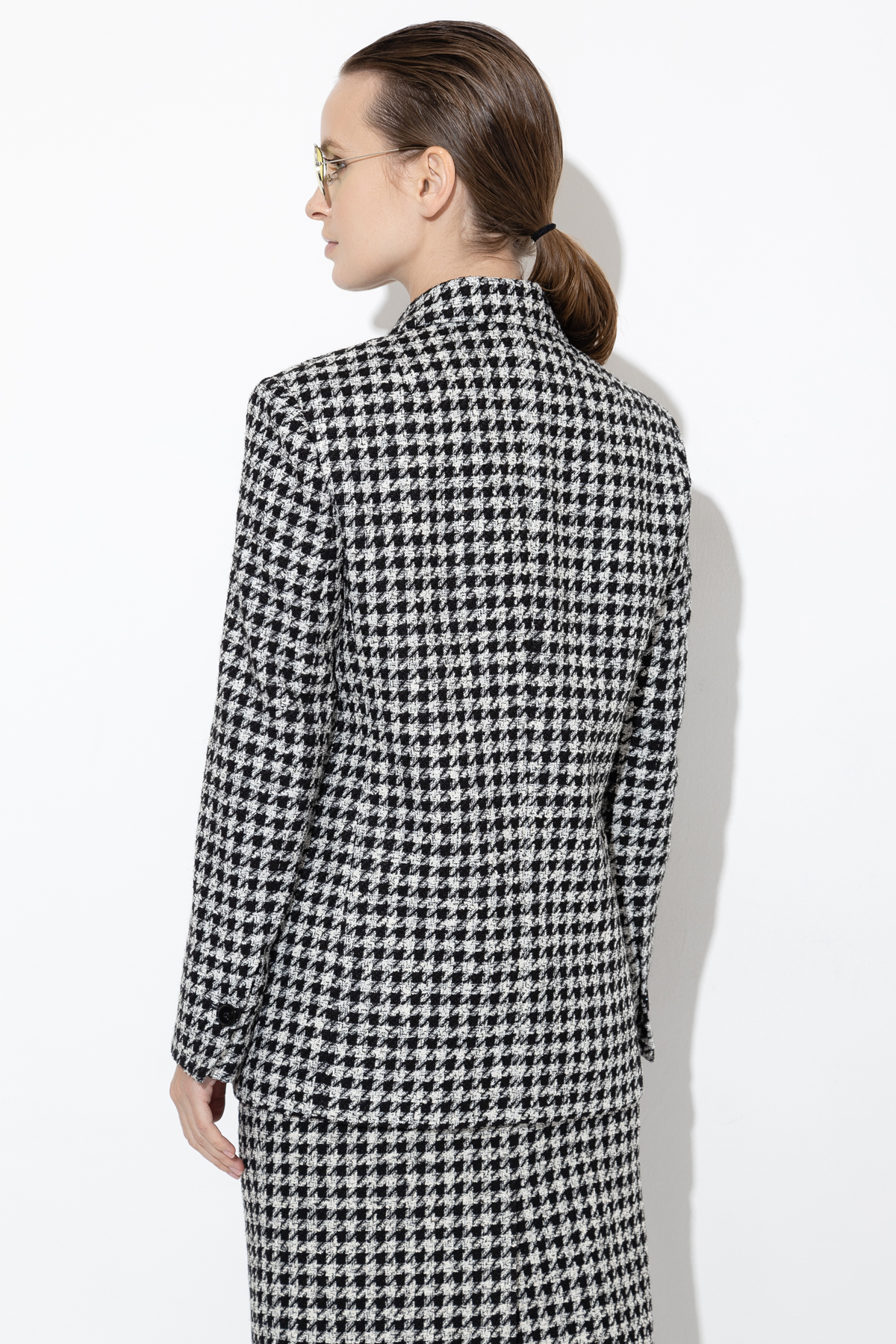 Двубортный жакет в гусиную лапку VASSA&Co, пол женский, цвет черный