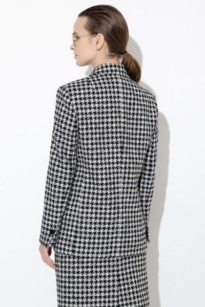 Двубортный жакет в гусиную лапку VASSA&Co, пол женский, цвет черный, фото №5