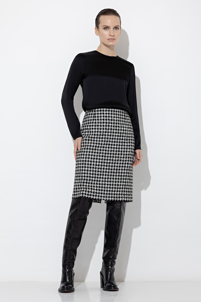 Юбка в гусиную лапку VASSA&Co, пол женский, цвет черный