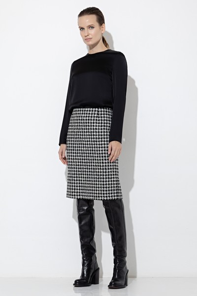 Юбка в гусиную лапку VASSA&Co, пол женский, цвет черный, фото №3