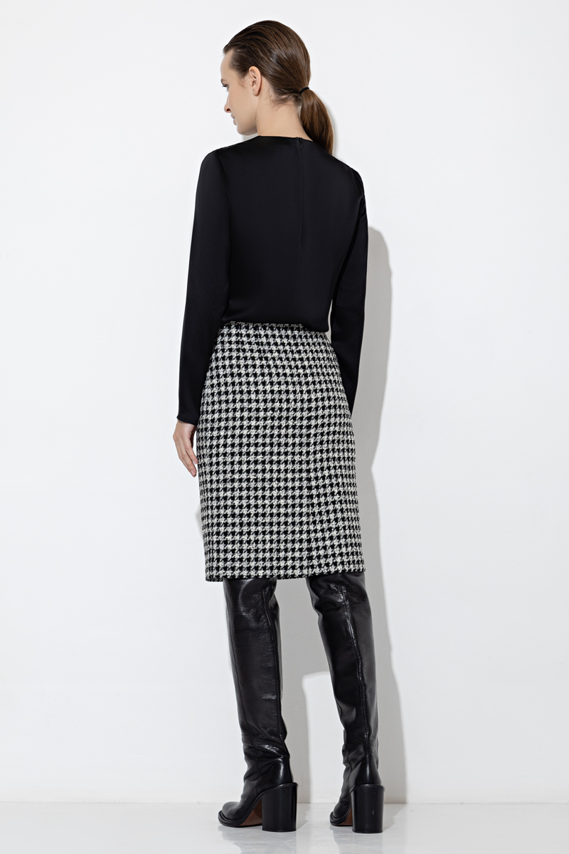 Юбка в гусиную лапку VASSA&Co, пол женский, цвет черный