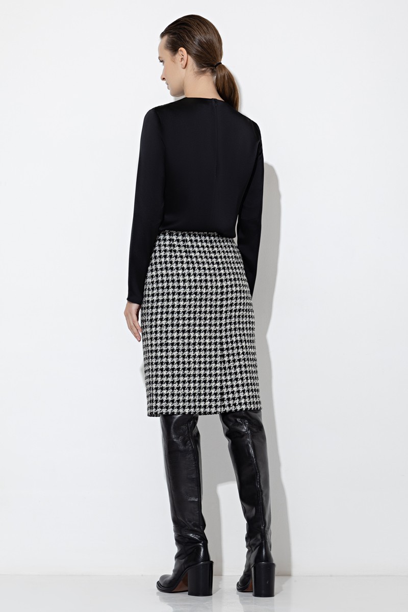 Юбка в гусиную лапку VASSA&Co, пол женский, цвет черный, фото №4