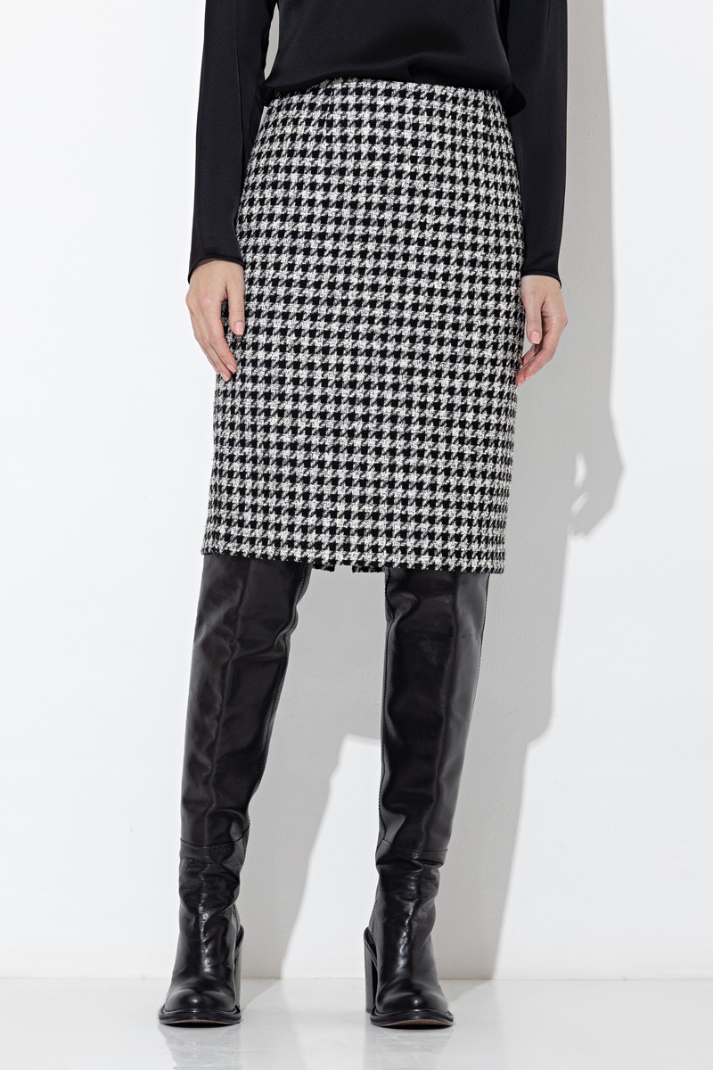 Юбка в гусиную лапку VASSA&Co, пол женский, цвет черный, фото №5