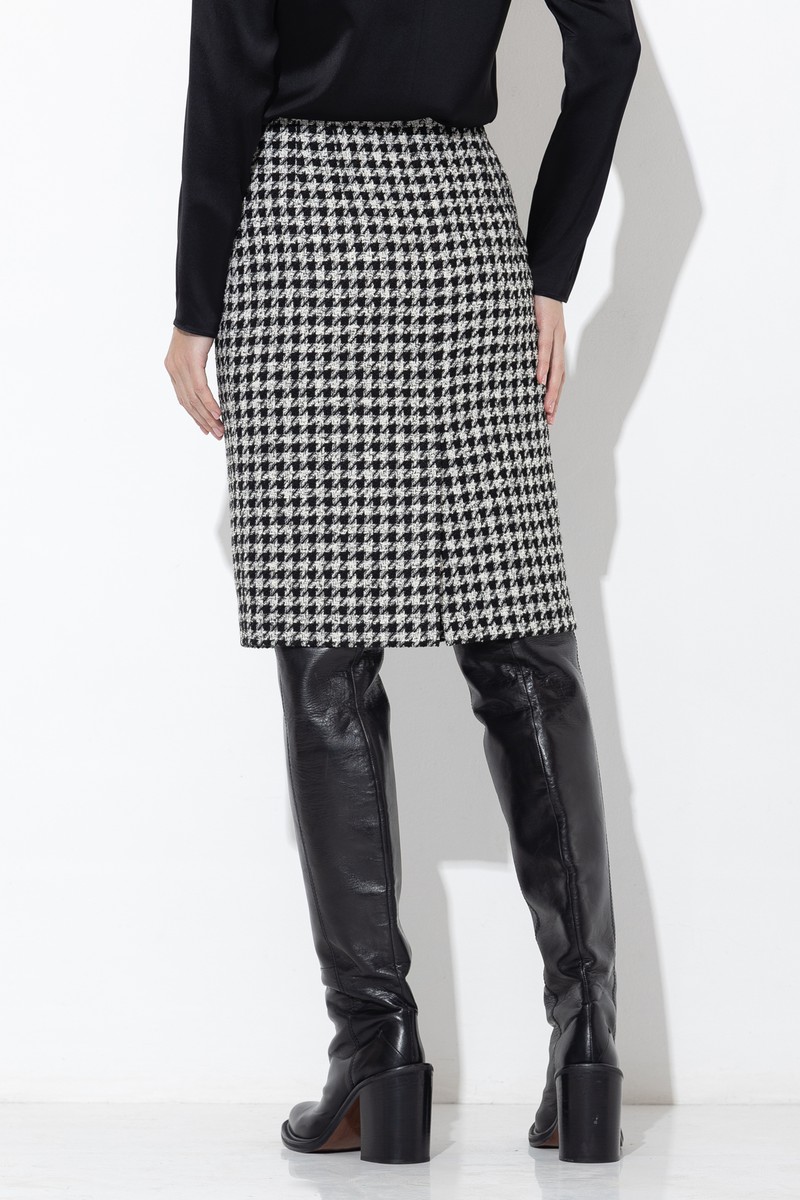 Юбка в гусиную лапку VASSA&Co, пол женский, цвет черный, фото №6