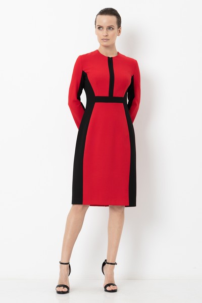 Платье с контрастной отделкой VASSA&Co, пол женский, цвет красный, фото №3