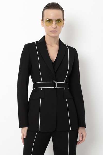 Жакет с контрастной отделкой VASSA&Co, пол женский, цвет черный, фото №2