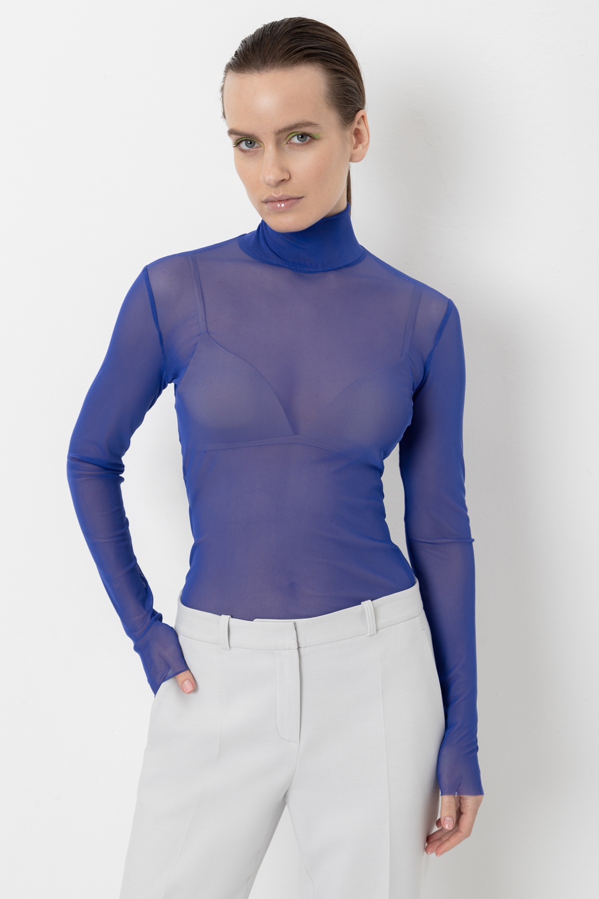 Водолазка из сетки VASSA&Co, пол женский, цвет фиолетовый, фото №2