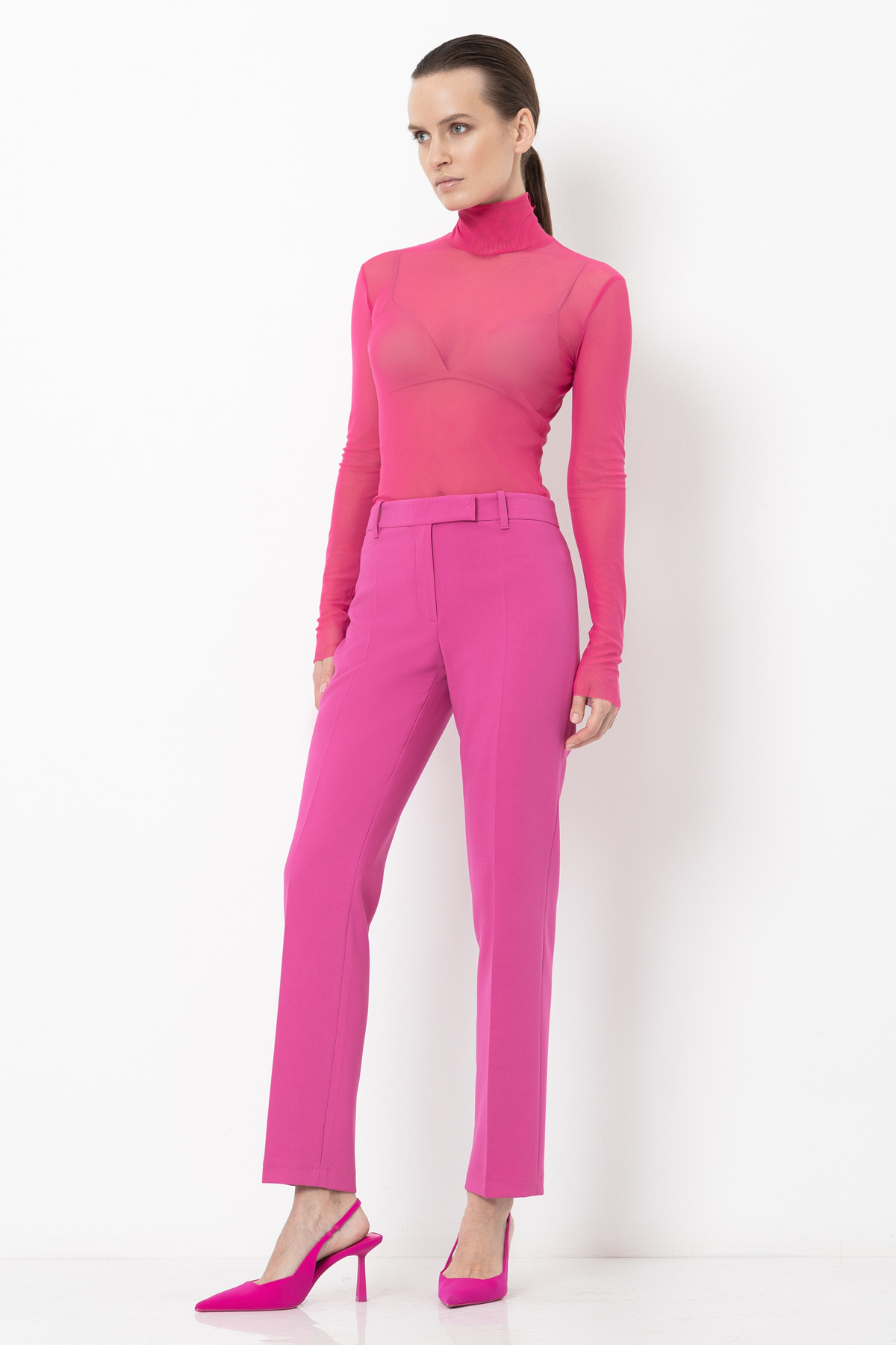 Водолазка из сетки VASSA&Co, пол женский, цвет розовый