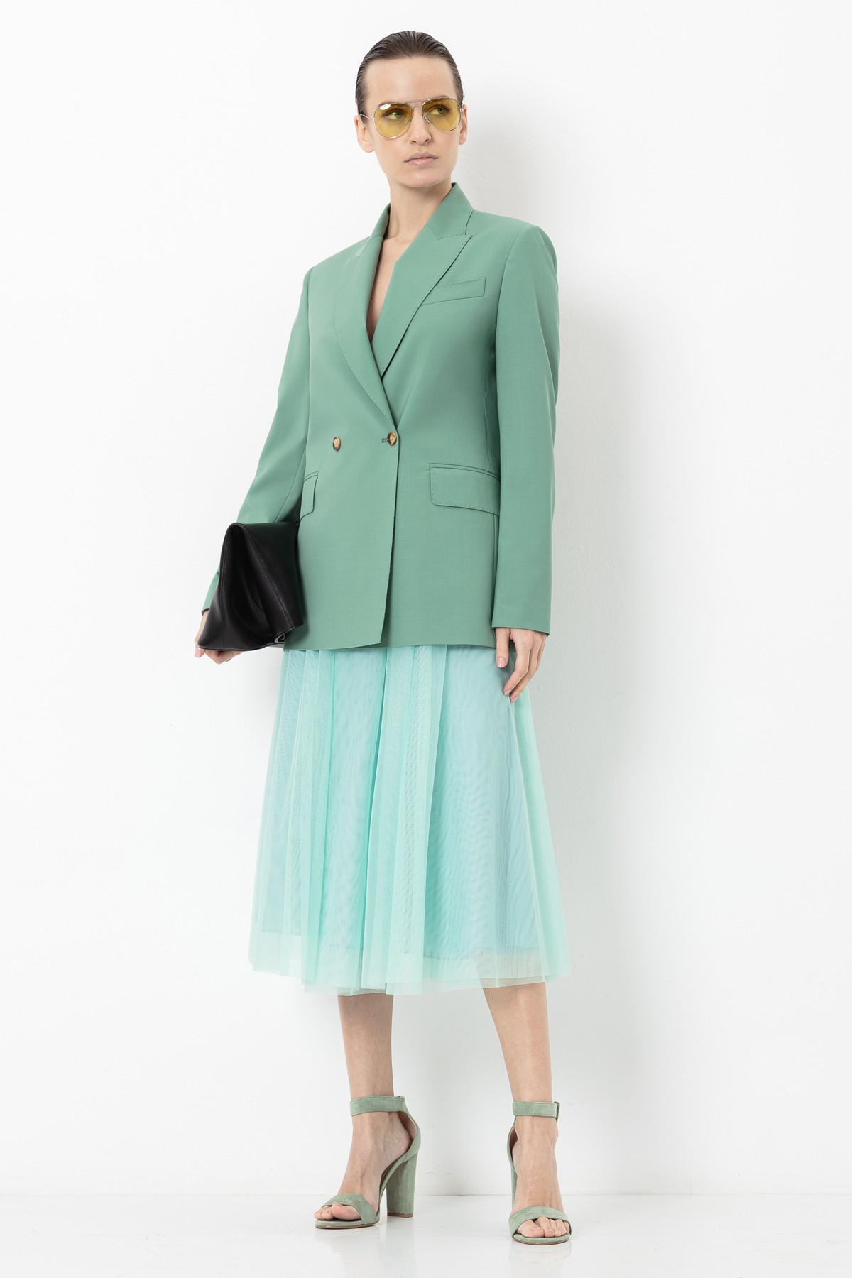 Юбка из сетки VASSA&Co, пол женский, цвет зеленый