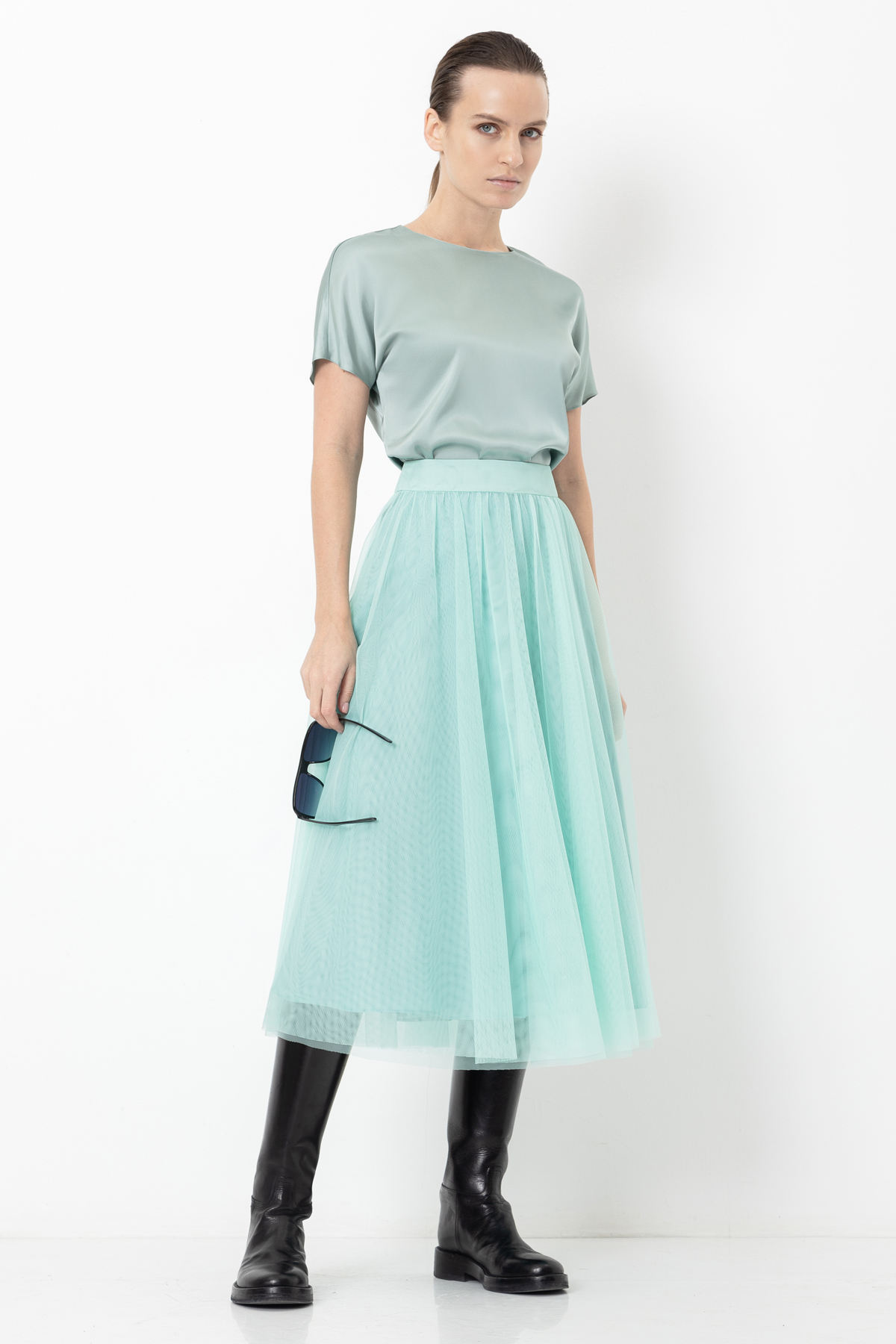 Юбка из сетки VASSA&Co, пол женский, цвет зеленый