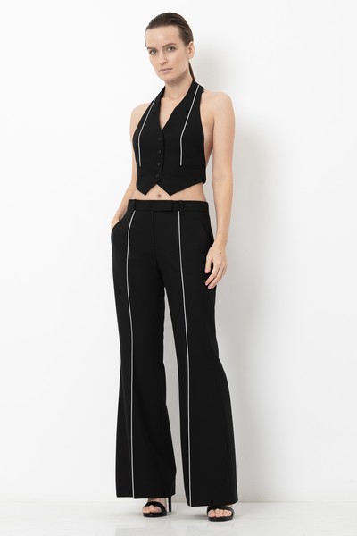 Брюки с контрастной отделкой VASSA&Co, пол женский, цвет черный, фото №2
