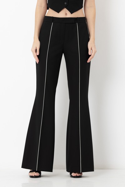 Брюки с контрастной отделкой VASSA&Co, пол женский, цвет черный, фото №4